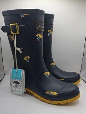 Joules Rain Boots Molly Welly Mid Rain Boots Ducks With Umbrellas  Size 8